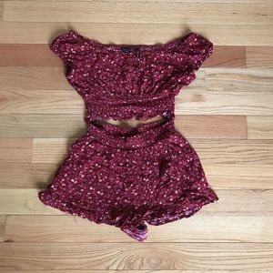 AEO Burgundy Floral Set